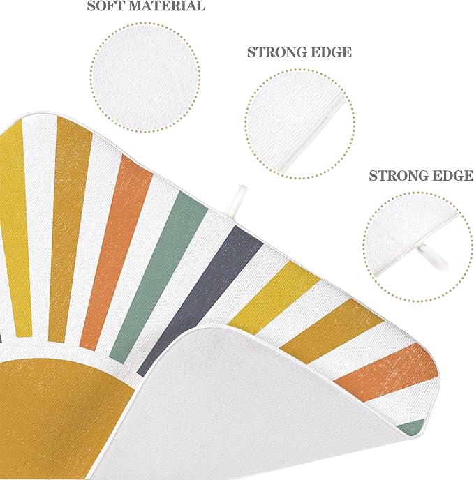 Summer Dish Drying Mats 18x24 Inch Rainbow Sun Stripes Yellow Sunshine - Image 7