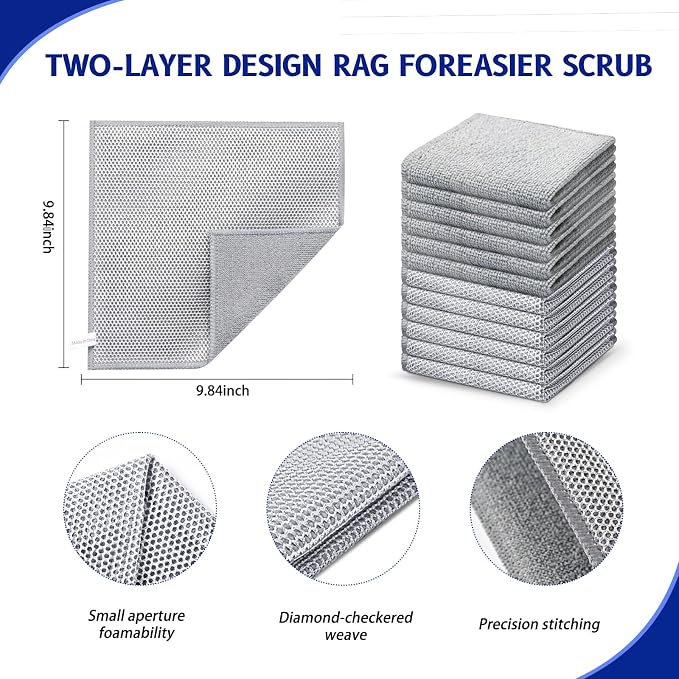 12PCS Non-Scratch Multipurpose Steel Wire Dishcloths - Image 2