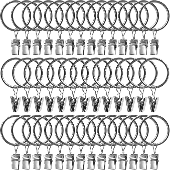 40 Pack Curtain Rings with Clips, Drapery Clips with Rings, Drapes Rings 1.26 by AMZSEVEN