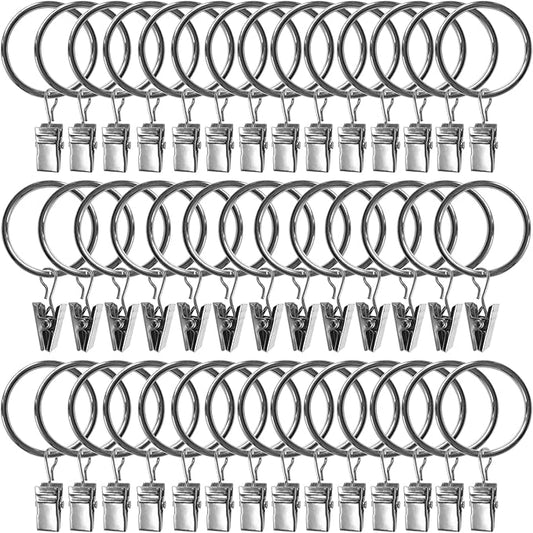 40 Pack Curtain Rings with Clips, Drapery Clips with Rings, Drapes Rings 1.26 by AMZSEVEN