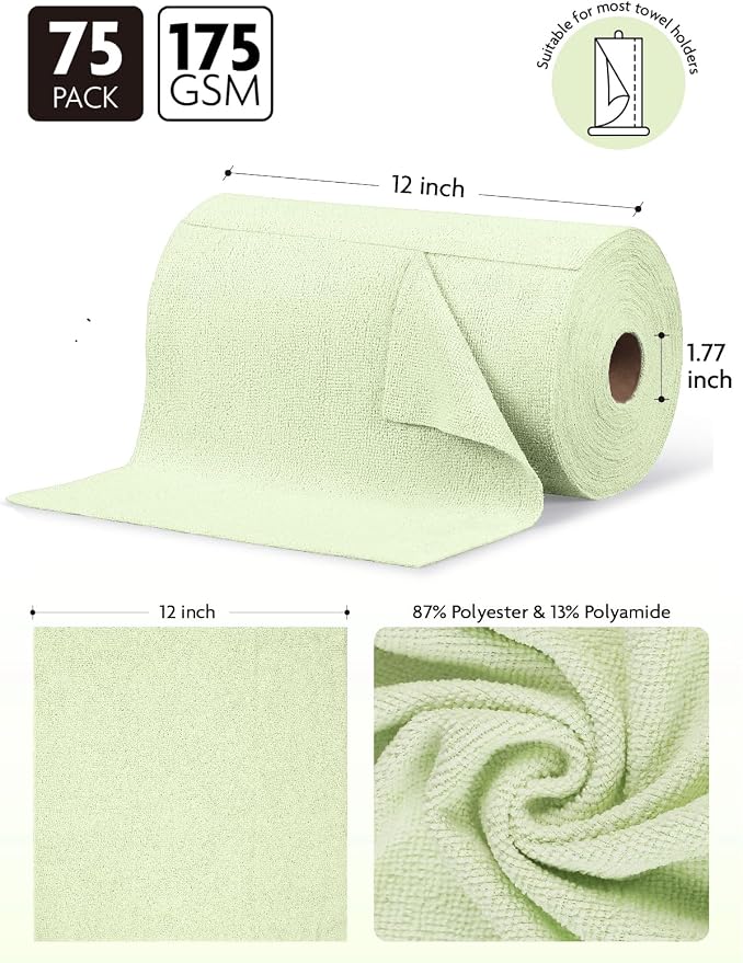 Fantasticlean Microfiber Cleaning Cloth Roll -75 Pack, Tear Away Microfiber - Image 6