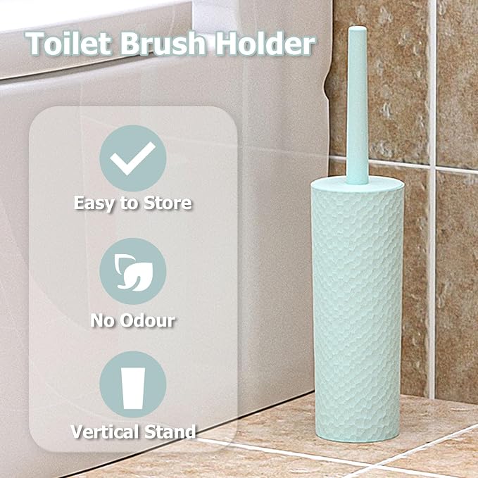 Topsky 2 Pack Compact Toilet Brush & Holder Set, Plastic Round Barrel Loo Brush - Image 2