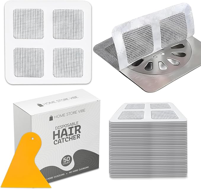 50 Pack Disposable Shower Drain Hair Catcher by HomeStoreVibe