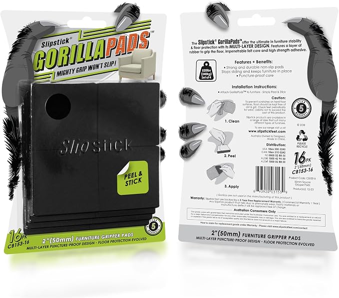 Slipstick GorillaPads Non Slip Furniture Pads/Gripper Feet Floor Protectors - Image 4