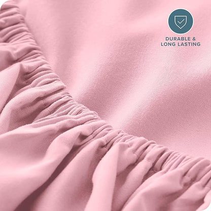 Bare Home Fitted Bottom Sheet Twin Size - Premium 1800 Microfiber - Ultra-Soft Hotel Luxury - Deep Pocket - Durable and Long Lasting - Fitted Sheet (Twin, Light Pink)