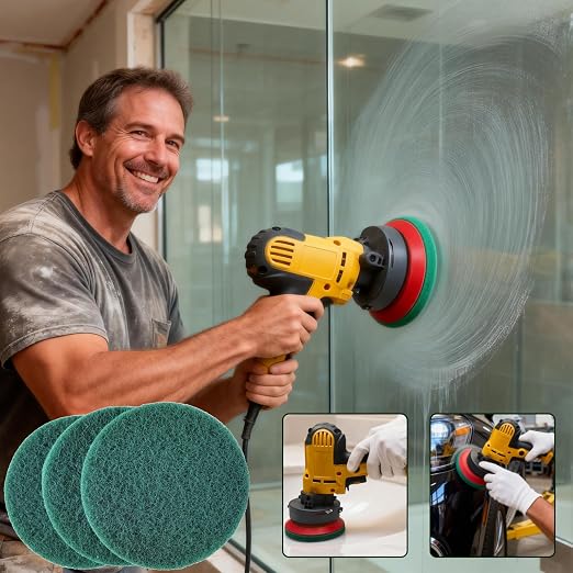 10 Pack 6 Inch Multipurpose Green Scrubber Scouring Pads Flocking Scuff Pads - Image 5