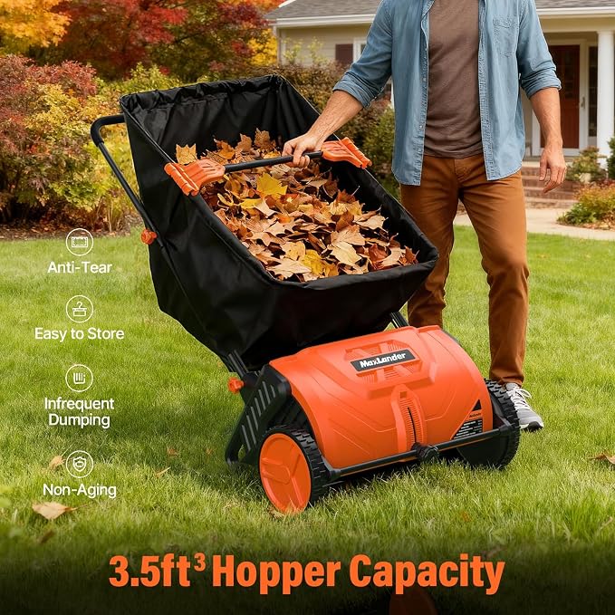 Manual Push Lawn Sweeper, 21-Inch Wide Coverage, Adjustable Height Design - Image 6