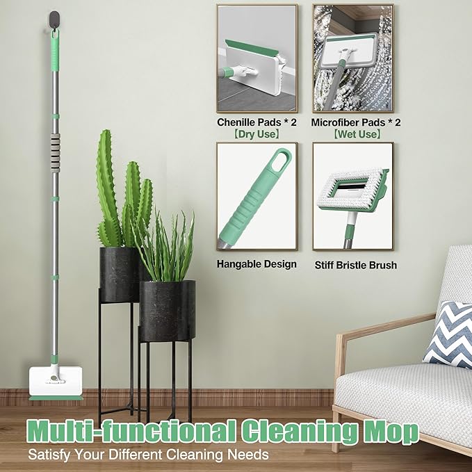 Baseboard Cleaner Tool with Handle, Wall Cleaner Mop with 54.7'' Adjustable - Image 5