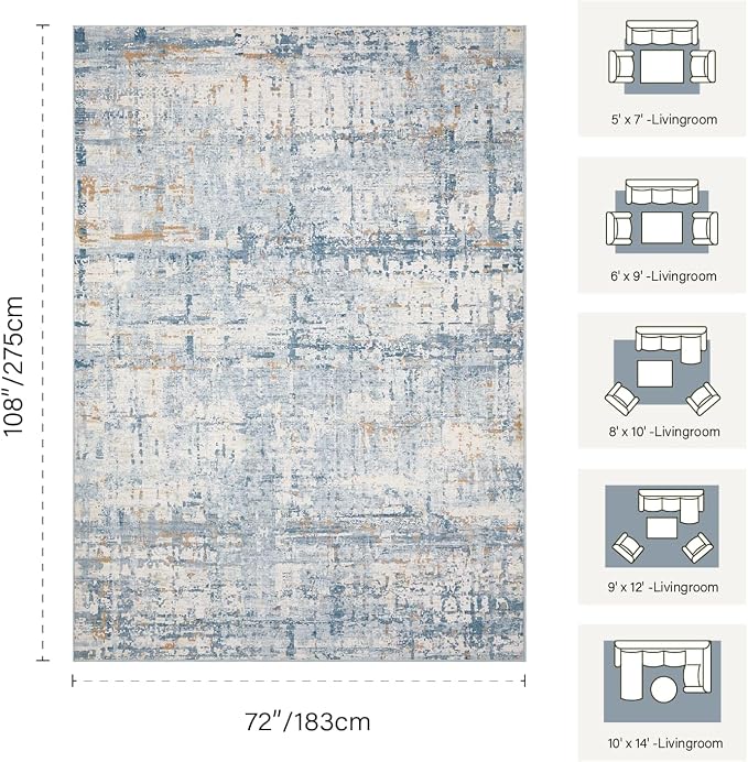 6x9 Washable Area Rug for Living Room, Modern Abstract Large Boho Rugs for - Image 2