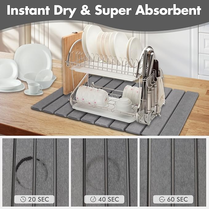 Large Stone Dish Drying Mat for Kitchen Counter, Eco-friendly, Instant Drying - Image 5