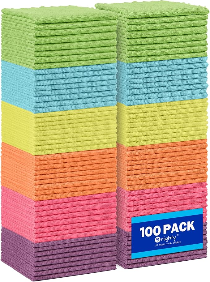 Orighty Microfiber Cleaning Cloth, 100 Pack Highly Absorbent Cleaning Supplies by AllRightinOrighty