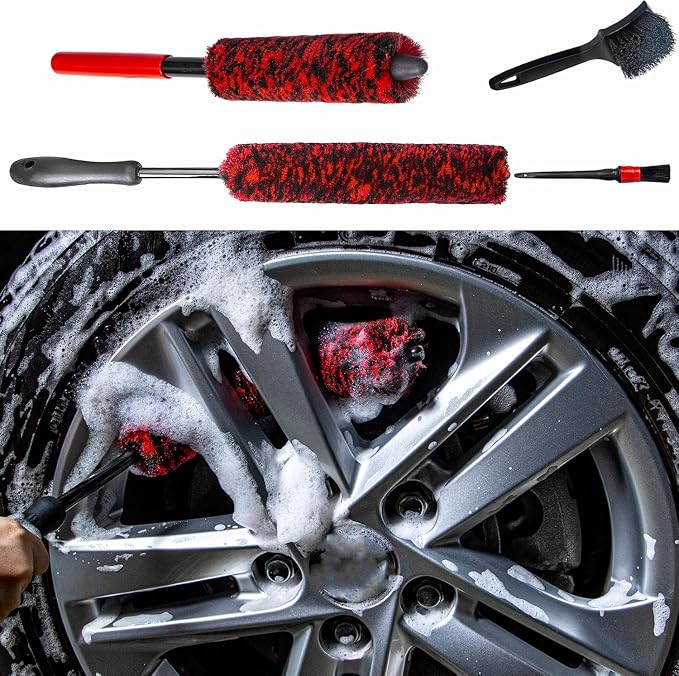 Metal Free Soft Wheel Rim Brush 4 Pack, Synthetic Car Cleaning Brush, Highly by bzczh