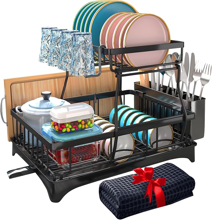 Godboat Dish Drying Rack, 2-Tier Dish Rack by Godboat
