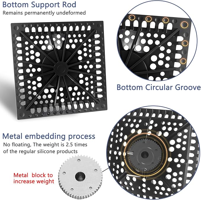 Shower Drain Hair Catcher, Square Silicone Shower Drain Cover - Image 2