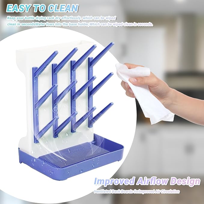 Baby Bottle Drying Rack: Vertical Space Saving Standing Bottle Organizer - Image 4