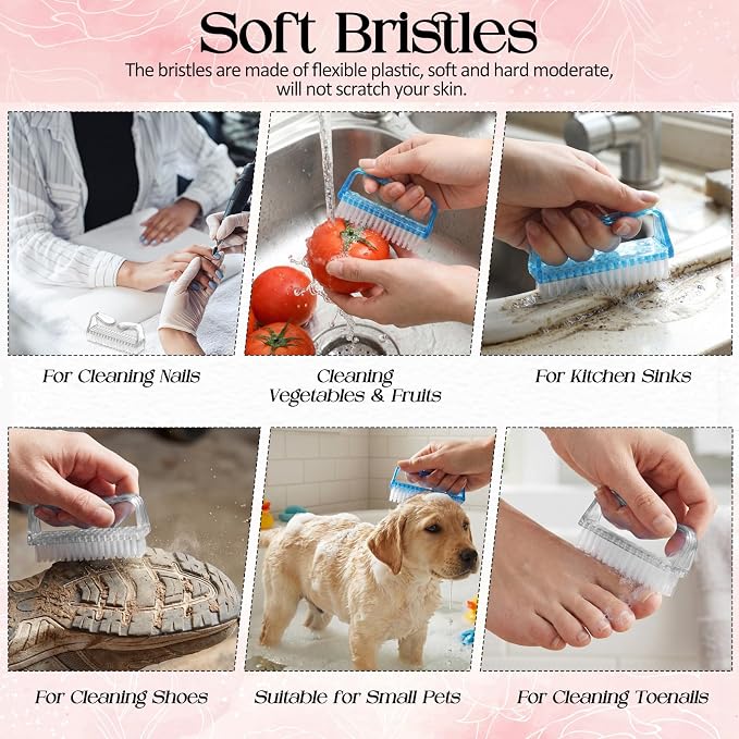 EBOOT 4 Pieces Handle Plastic Nail Brush Nail Hand Scrubbing Cleaning Brush - Image 7