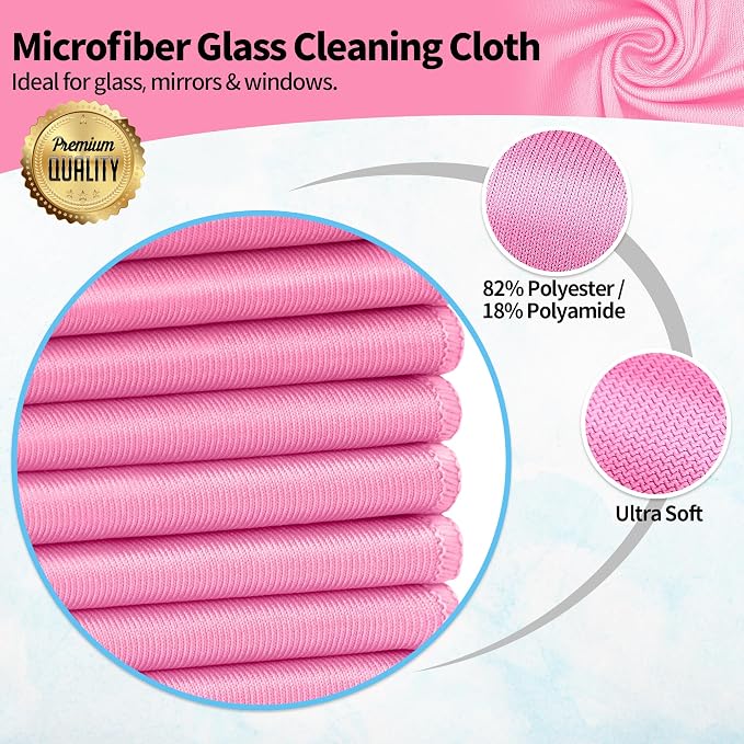 HOMERHYME Microfiber Cleaning Cloth, 12 Pack Window Glasses Cleaning Cloth - Image 2