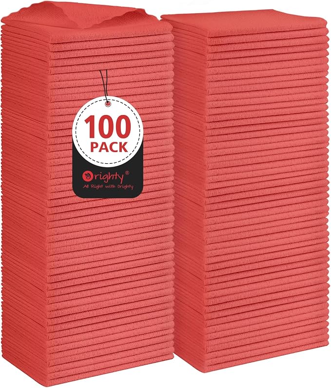 Orighty Cleaning Cloths, Shop Towels 100 Pack, Shop Rags Reusable, Microfiber by AllRightinOrighty
