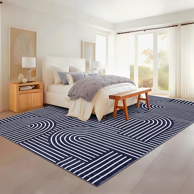 Washable Rug 9x12 Area Rugs for Living Room, Abstract Rug for Bedroom, Soft - Image 2