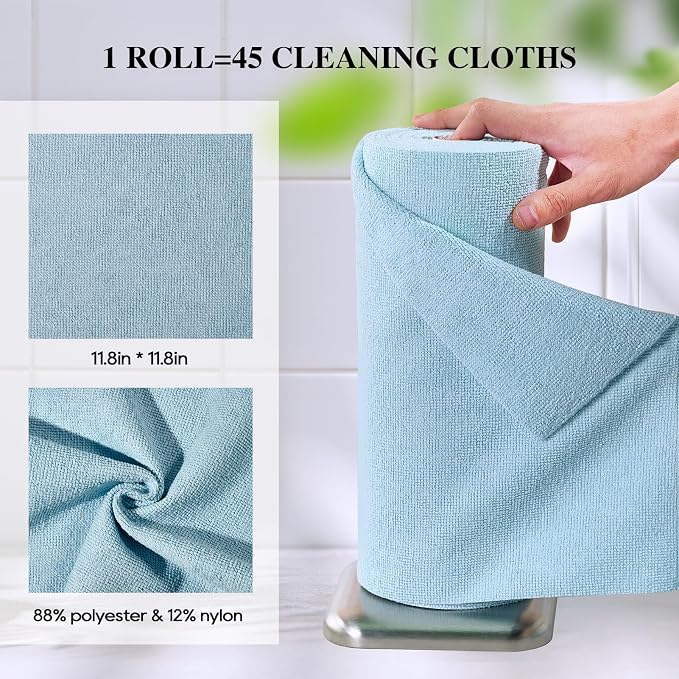 HONOVA Microfiber Cleaning Cloth Roll 45 Pack, Tear Away Microfiber Towels Roll - Image 6