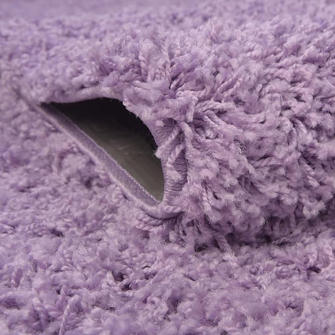 Unique Loom Solid Shag Collection Area Rug (4' 1" Round, Lilac)