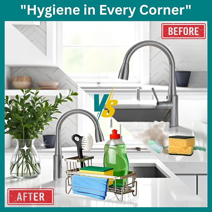 Sponge Holder for Kitchen Sink Self-Draining Sink Caddy - Image 3