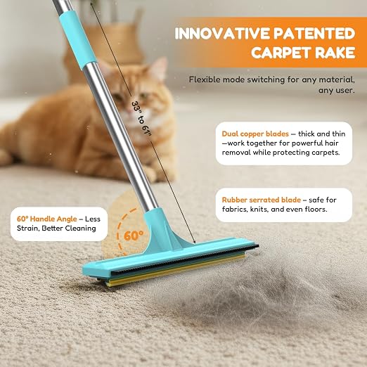 3 In 1 Carpet Rake for Pet Hair Removal Tool - Image 2