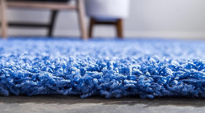 Unique Loom Solid Shag Collection Area Rug (2' 6" x 16' 5" Runner, Periwinkle Blue)