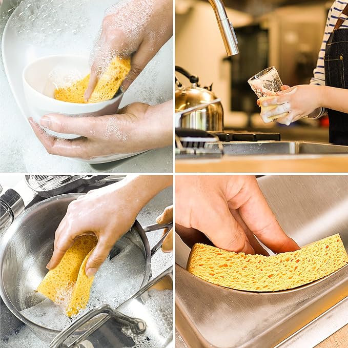ARCLIBER Cellulose Sponges, Heavy Duty Scrub Kitchen Sponge, Clean Tough Messes - Image 6