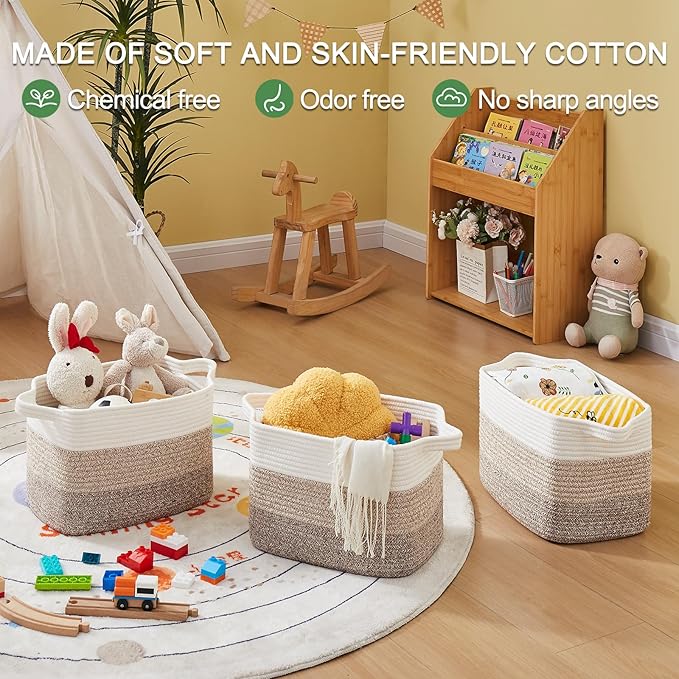 Storage Baskets for Organizing, Woven Baskets for Shelves, Rectangle Decorative - Image 5