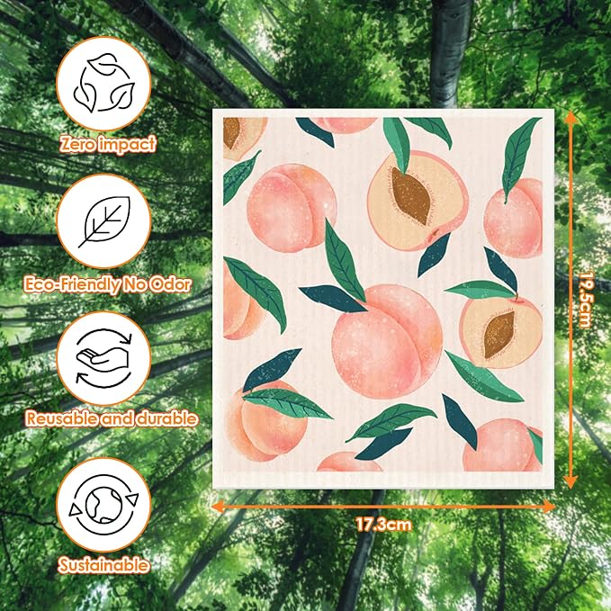 Morigins Mixed Fruit Swedish Kitchen Dishcloths Reusable Dish Towels Absorbent - Image 2