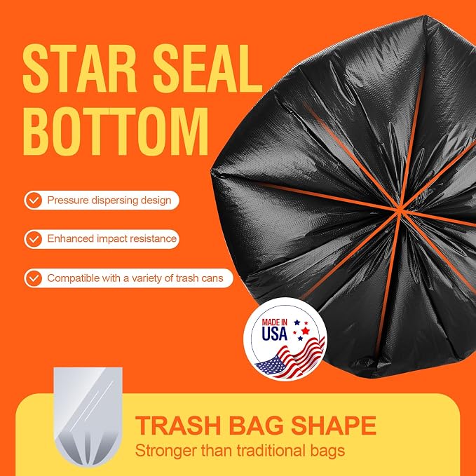 Delxo 30-33 Gallon Black Trash Bags, Durable & Puncture-Resistant Plastic - Image 3