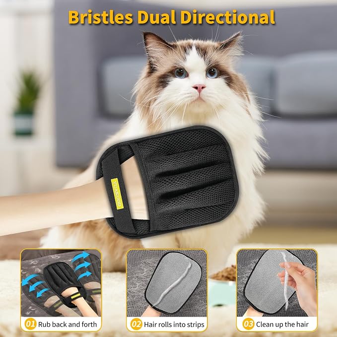 Pet Hair Removal Glove for Cats & Dogs, Upgraded Five-Finger Electrostatic Pet - Image 3
