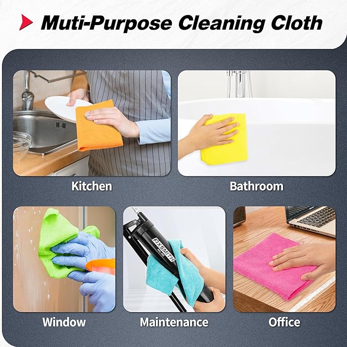 FIXSMITH Microfiber Cleaning Cloth, 100 Pack Shop Towels, Micro Fiber Cloth - Image 7