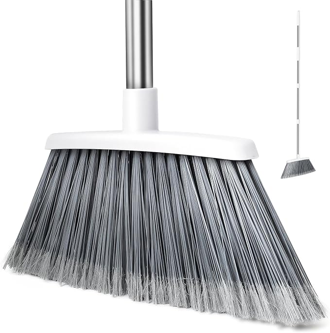 Broom, Outdoor Brooms for Sweeping Indoor, Adjustable 55" Pet Hair Removal by QCFOLY