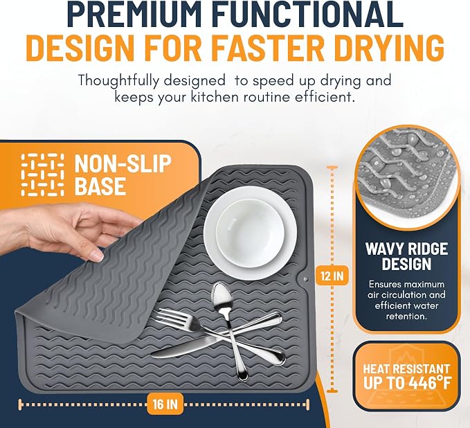 Silicone Dish Drying Mat for Kitchen Counter - Image 3