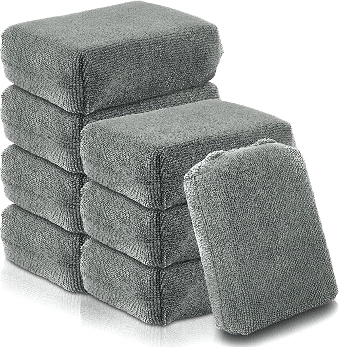 8 PCS Microfiber Applicator Pad, 4.7"x3.1" Scratch-Free Foam Buffing Scrub Pads by Mkobon