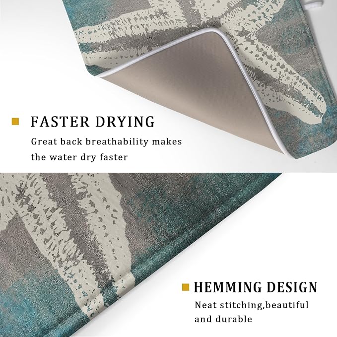 Giwawa Vintage Starfish Dish Drying Mat Coastal Beachy Nautical Drainer Rack - Image 3