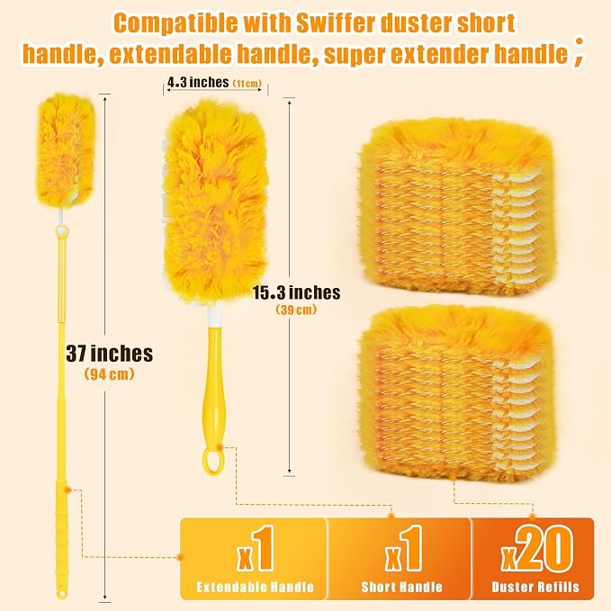 JEHONN Duster Refills for Swiffer 20 Counts, 360 Degree Heavy Duty Dusting Kit - Image 5