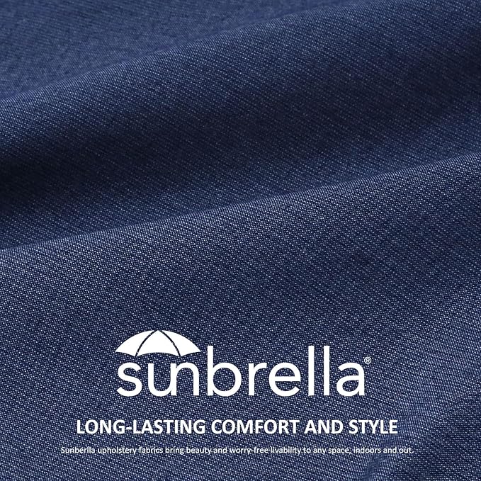 Sunbrella Outdoor Separate High Back Cushion Seat Pads, 2-Pack 44 x 21 Inch Water-Repellent & Fade-Resistant Patio Furniture Cushions with Ties for Adirondack, Rocking Chairs, Specrtum indigo