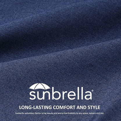 Sunbrella Outdoor Separate High Back Cushion Seat Pads, 2-Pack 44 x 21 Inch Water-Repellent & Fade-Resistant Patio Furniture Cushions with Ties for Adirondack, Rocking Chairs, Specrtum indigo