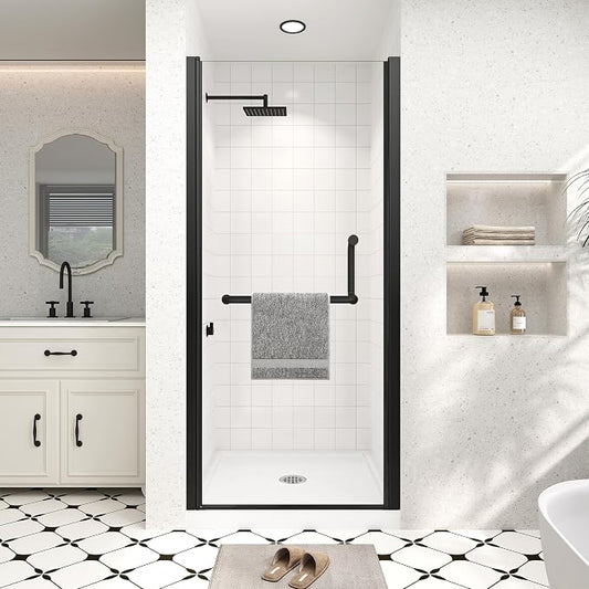 Frameless Pivot Shower Door 34"-36" Wx72 H, 1/4" Clear Nano Coated Tempered by Unknown