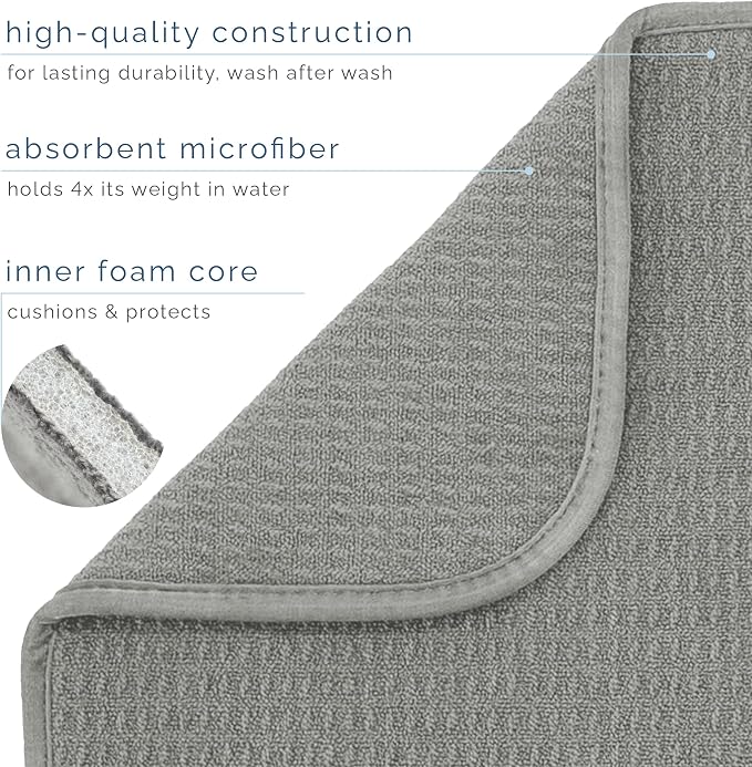 S&T INC. Dish Drying Mat XL, 18” x 24”, Absorbent Microfiber Kitchen Counter Mat - Image 3