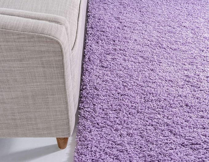 Unique Loom Solid Shag Collection Area Rug (10' x 13' Rectangle, Lilac)