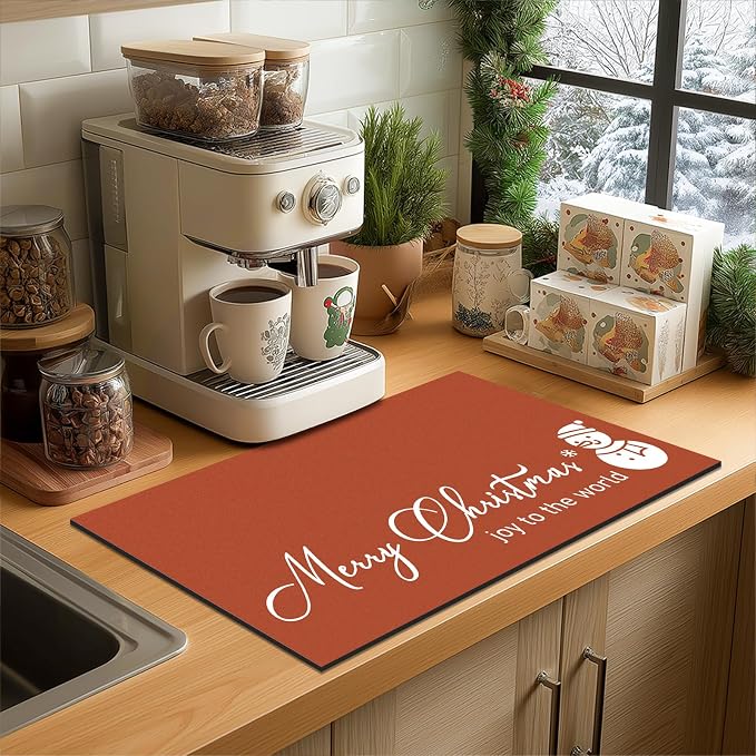 Findosom Christmas Dish Drying Mat, Hide Stain Drying Mat - Image 3