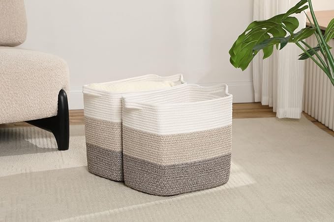 Storage Baskets for Clothes Fabric Cotton Rope Storage Basket - Image 2