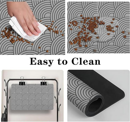 Dog Food Mat for Floors, Absorbent and Quick-Drying Pet Cat Food Mat,Anti-Fouling and Easy-to-Clean Pet Feeding Mat,Dog Bowl Mats for Messy Drinking Water Bowls.17x32inch Boho Style