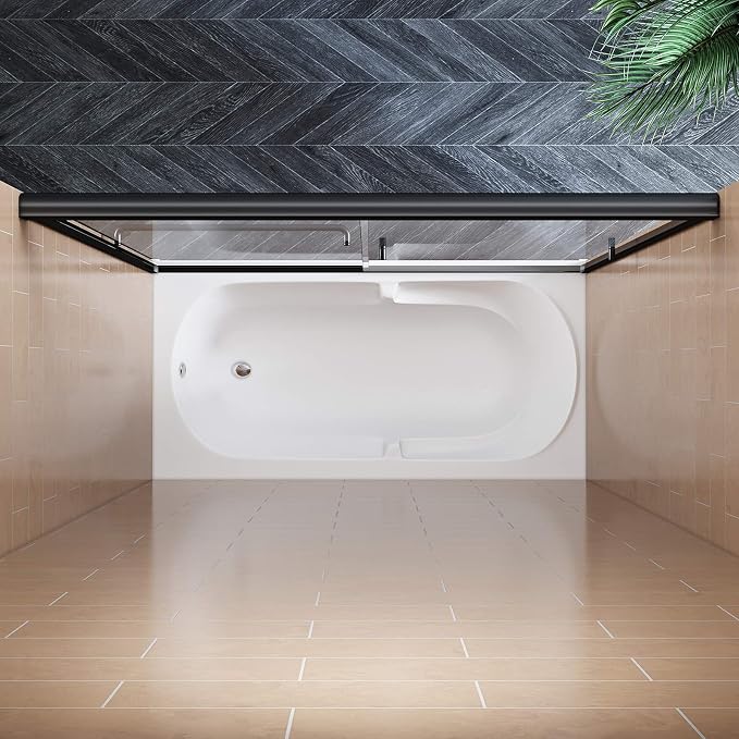 SUNNY SHOWER Bathtub Shower Door Glass Sliding Tub Door Semi-Frameless 1/4" - Image 7