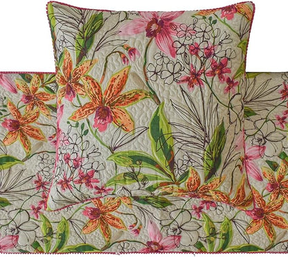 The HomeCentric King/Queen/Twin Pink Decorative Bed Runner King 90"x18" Bed Runner with Two Pillow Cover, Quilted, Pom Pom Lace Bed Scarf on Cotton Fabric - Lily Haven