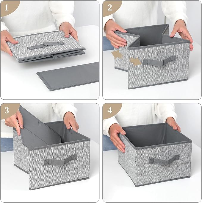 Storage Baskets, 11-Inch Woven Fabric Bins, Storage Cubes - Image 7